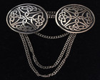 Celtic Round Cloak Clasp With Chain Screw On Style Silver