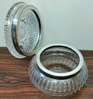 Antique Cf Monroe  Co  Cut Glass Sterling Silver Hinged Vanity Powder Jar