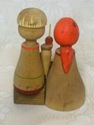 Vintage 1970s Soviet Russian Beriozka Wooden Folk Art Figurine Couple