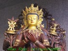 Old Tibet Purple Bronze 24k Gold Turquoise Maitreya Bodhisattva Buddha Statue
