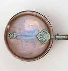 Copper Bed Warmer Pan Long Handle Wood Brass Lid Vintage Colonial Style Decor