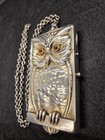 Antique Louis Kuppenheim 800 Silver Owl Minaudi  re Compact Vanity Case 28  Chain