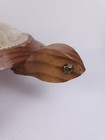 Vintage 1970 s Handmade Wooden Cream Plush Turtle Shaped Foot Rest
