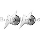2pcs Lightning Bolt Flash Thunder Button Stud Earrings Men Women Stainless Steel