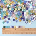 Blue Glass Mosaic Tiles For Crafts  Iridescent Square Mosaic Glass Pieces  Mi   