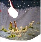 Needlepoint Style Noel Christmas Tree Skirt With 6 Geese From The 12 Daysof Xmas