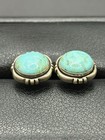 Vintage Southwestern Sterling Silver Quac True Turquoise Stud Earrings 925 G7