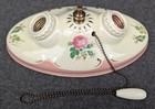 Restored Porcelier Porcelain Ceiling Light Fixture  Pull Switch  Art Deco   Mcm