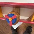 Wooden Toy Biplane Airplane Pretend Play -  Orange Blue Red Yellow Wall Shelf