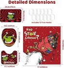 4pcs Christmas Shower Curtain Sets With Non-slip Rugs  Toilet Lid Cover And N   