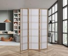 3 Panels Wood Shoji Room Divider Screen Oriental For Home  geometric Black 