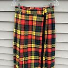 Vtg Wool Tartan Plaid Kilt Wrap Skirt W  Kilt Pin 28   