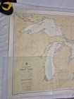 Vintage 60s Great Lakes Nautical Chart Canadian Hydrographic Map Approx 43x27