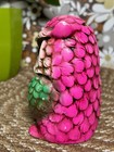 Vintage Mod Groovy Fierce Lil Owl Coin Bank Retro Japan Pink Green 60s 70s