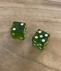 Vintage Mini Loaded Trick Bakelite Dice Apple Green Translucent 7 Or 11 Roll