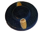 Vintage Turned Wooden Button W Hand Painted White Flowers On Navy Blue 7 8 