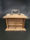 Vintage Mid Century 8 Wood Cork Drink Coasters Wooden Storage Box Holder Mcm