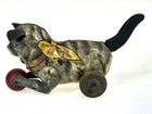 Vintage 1938 Marx Tin Litho Toy Tail Wind Up Cat Wood Ball Works 