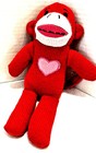 Dan Dee Collectors Choice Plush Sock Monkey Red With A Pink Heart