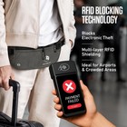 Hidden Money Belt Rfid Blocking Passport Holder Slim Travel Pouch Gray