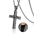 Boys Mens Stainless Steel Vintage Cross Pendant Necklace Men Women Silver