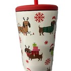 Dachshund Dog Christmas Travel Tumbler Metal 24 Oz -super Cute 