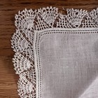 Vintage White Linen Handkerchief With Crocheted Lace Trim     12 5    X 12 5   