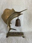 Vintage Brass Sailfish Marlin Statue With Bell Desktop Mid Century Modern