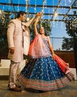 Royal Blue Lehenga Choli Women Indian Wedding Guest Sangeet Party Wear