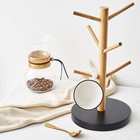 Wisuce Bamboo Coffee Mug Holder Tree  Thicker Base Rack  Black