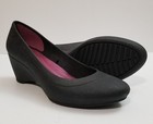 Crocs Womens 6 Lina Wedge Heels Black Comfort Shoes Rubber Classic Dress Pumps