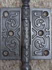 3  X 3  Antique Ornate Cast Iron Ball Tip Hinge