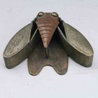 Old Chinese Ancient Collection Museum Hand Carved Bronze Cicada Statue Us