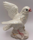 Vintage 50 s Mid Century Lusterware Opalescent White Sparrow Bird 4 75  Figurine