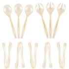 72 Pcs Gold Plastic Serving Utensils Spoons Forks Tongs For Party   Wedding
