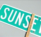 Sunset Road Street Sign Real Highway Authentic Green Large 36   x 9    Vintage