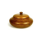Vintage Handcrafted Natural Wood Grain Wooden Round Trinket Jewelry Box With Lid