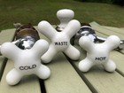 Vintage Porcelain Salvaged Handles Hardware Lot Waste Hot   Cold Drain Plug