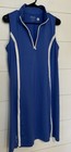Rlx Ralph Lauren Womens Golf Dress Medium Blue White Sleeveless Quarter Zip