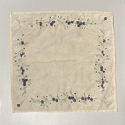 Vintage Off White Embroidered Purple Floral Handkerchief With Monogrammed    e   