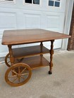 Vintage Mid Century Maple Finish Drop Leaf Tea Cart bar Cart coffee Cart
