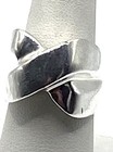 Taxco Mexico Sterling Silver   925 Chunky Modernist Design Cross Ring Size 7 5