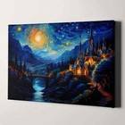 Rivendell As Van Gogh Starry Night Lord Of The Rings Canvas Print Wall Art
