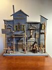 Vintage Hand Made Wooden Americana Folk Art Diorama Of An Old West Town