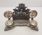 Rococo-style Desktop Double Inkwell W letter Holder