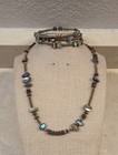 Vintage Silpada Abalone Shell Beaded Sterling Silver 18 5  Necklace   Bracelet