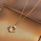 Women s Fashion Cz Rose Ring Pendant Necklace Collarbone Chain Titanium Steel