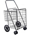 Ls Jumbo Deluxe Foldable Utility Shopping Cart With Dual Swivel Wheels And Do   