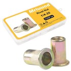 100pc 1 4 -20 Rivet Nuts Zinc Plated Carbon Steel Threaded Inserts Flat Rivnut