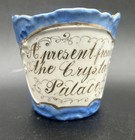 Antique 1851 London Great Exposition Souvenir Sky Blue Gilded Teacup   Saucer